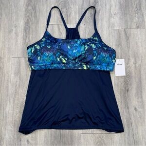 Nike Swim Blue & Green Patterned Summer Beach Vacation Bikini Top